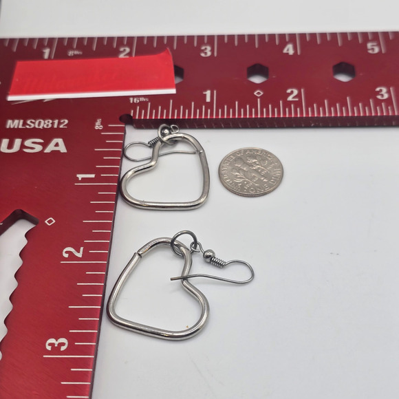 Earrings Silver Tone Heart Dangle Hook Drop Fashion Jewelry Gift SKU2411 - Picture 6 of 6